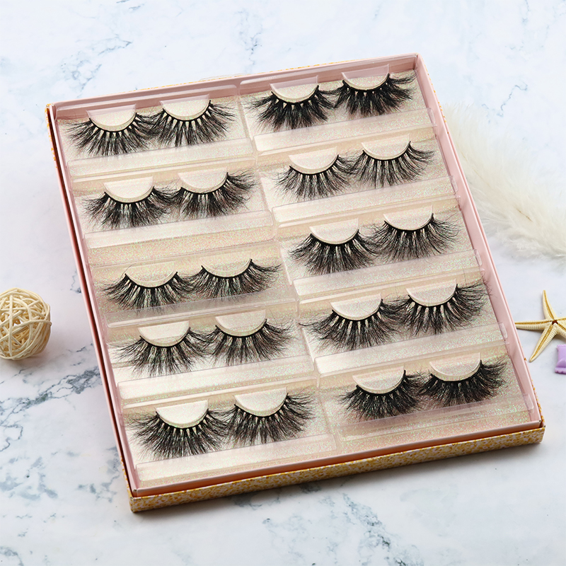 Custom package Private Label 5D mink eyelash wholelsale price soft band fluffy mink eyelash vendor JN