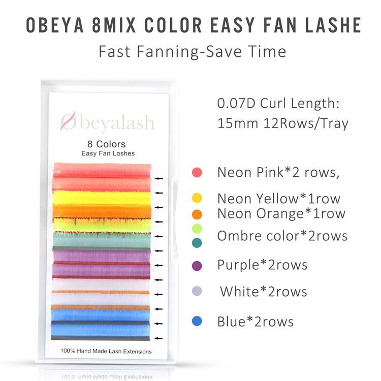 Wholesale 8-Mix color blooming volume colored eyelash extensions LM