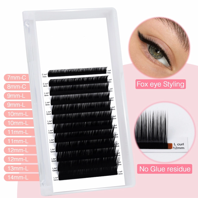 Popular Eyelash Extensions High Quality Material Curl C and L Easily to Make Fox Eye Look