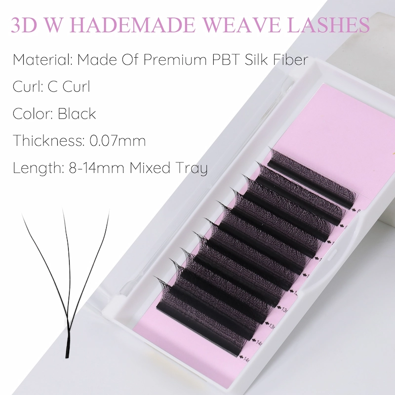 Private Label W Shape Clover Lash Extensions Premade Fans Thickness 0.05 0.07 Long Stem LM