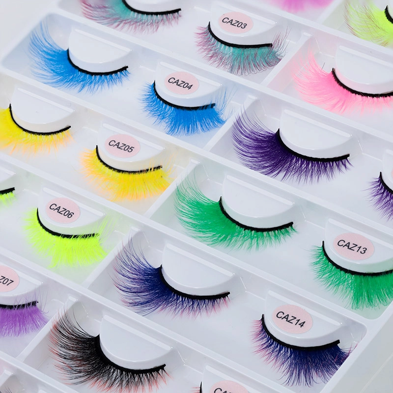 New Fluffy Glitter Colored Faux Mink Strip Lashes For Halloweens Cosplay Parties LM