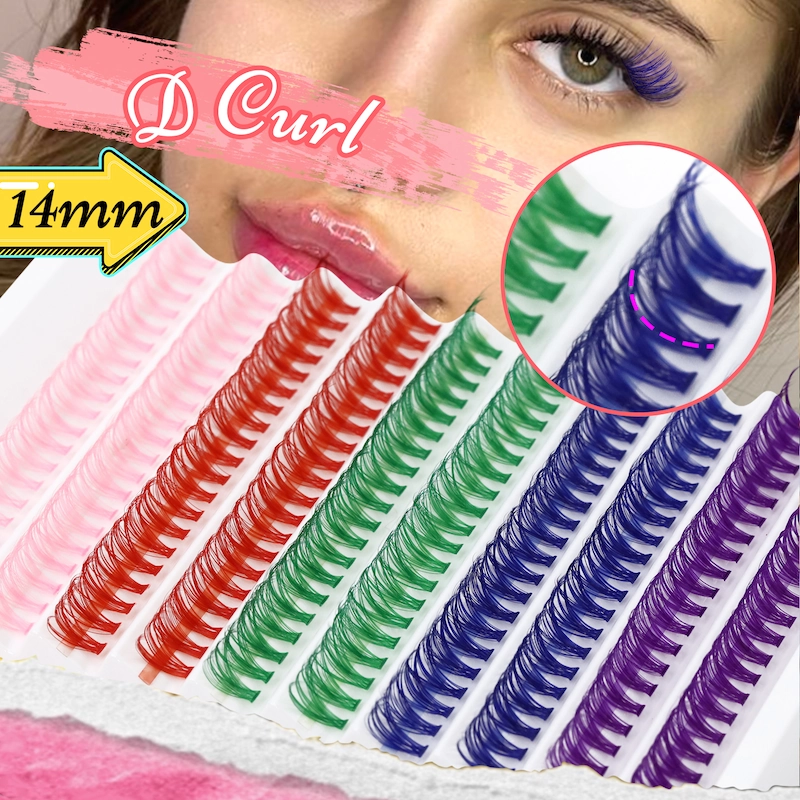 New Colored Heat Bonded Individual DIY Segmented Cluster Lashes 200 PCS LM