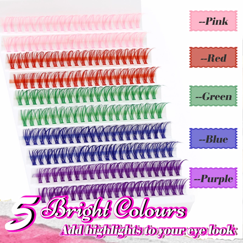 New Colored Heat Bonded Individual DIY Segmented Cluster Lashes 200 PCS LM