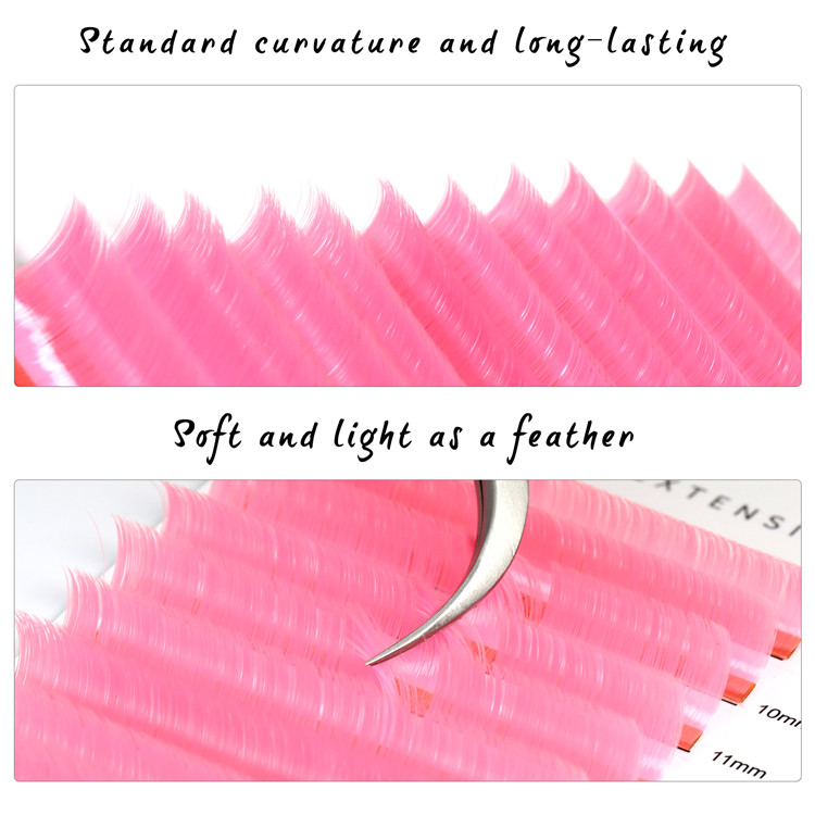 Hot Colored Pink Eyelash Extensions Wholesale LM