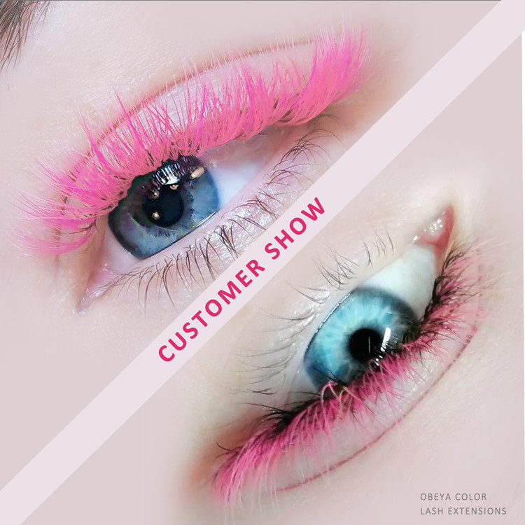 Hot Colored Pink Eyelash Extensions Wholesale LM