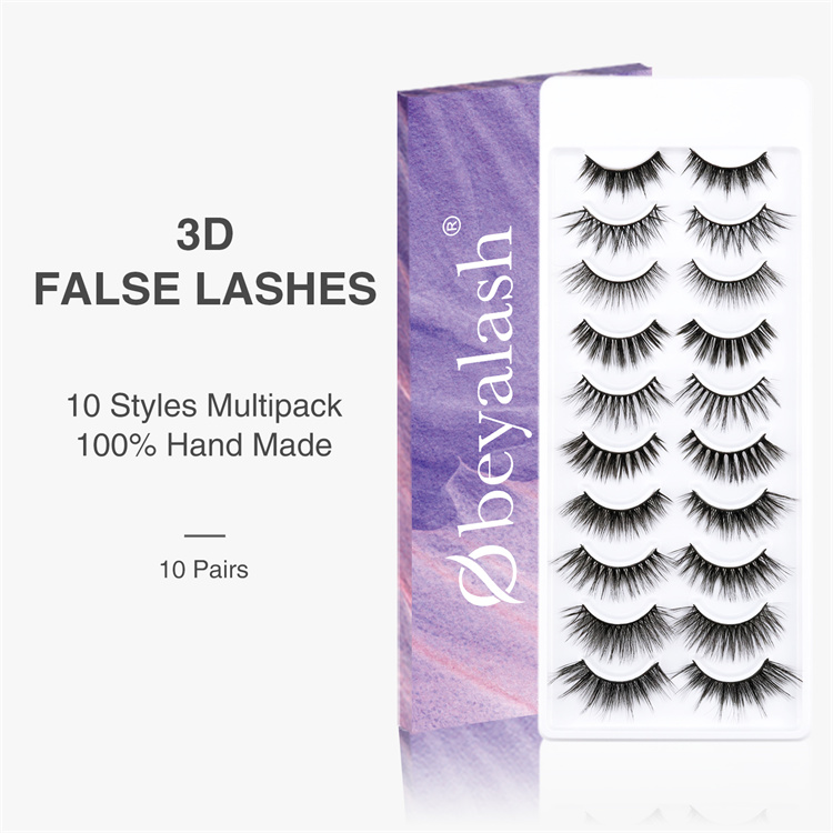 wholesale strip lashes purple box clear band eyelashes